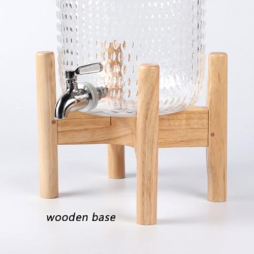 Miniatura 7 de Drink Dispenser Beverage Dispenser Cold Drink Dispencer WWooden Stand and Spigot Round Water Container for Iced Tea Kombucha Sangria Lemonade Use