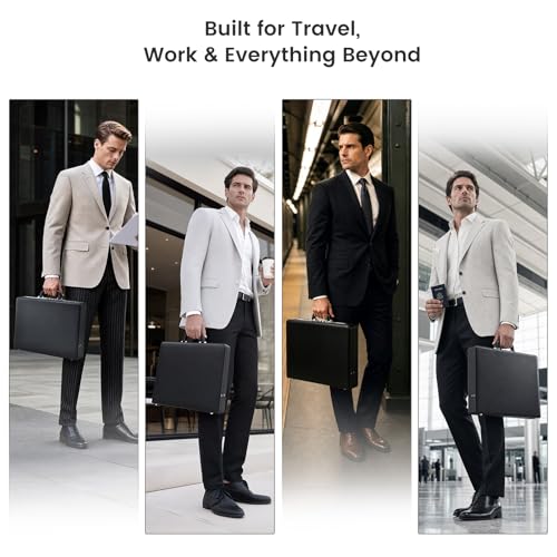 Briefcases for Men Carrying Case Document Attache Case for 16 Inch Laptop Waterproof Faux Leather Multi File Organizer with Anti-Theft Lock Professional Business Case for Work Office Travel, Black by boldblox - Used condition - Image 4