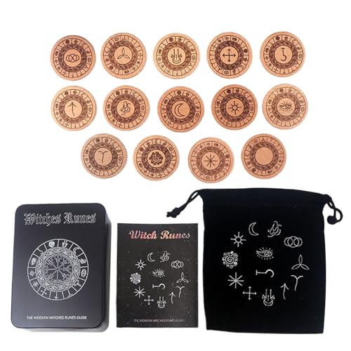 Juego espiritual de madera con piedras de símbolo grabadas para guía de adivinación