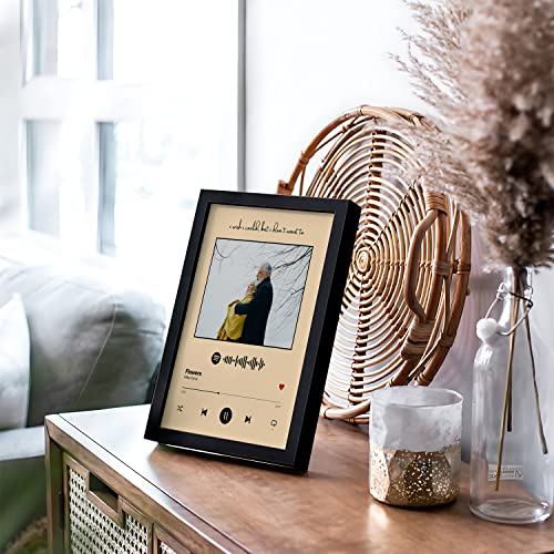 Image of Ritwika's Synthetic Wooden Personalized Desk Tabletop Photo Frame With Customizable Spotify Song And Photo Of Your Choice | Plaque For Your Loved Ones (Yellow Background - Table Spotify 17 x 22 Cm)