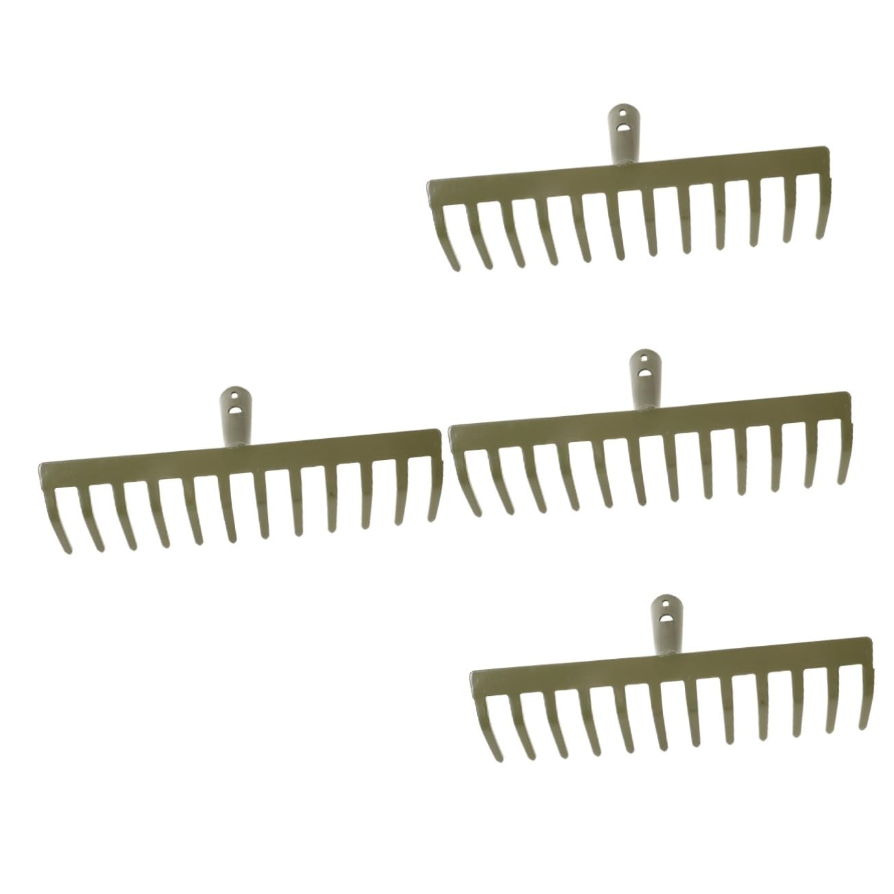 Lot De 4 Râteaux De Jardin en Acier Carbone Vert Petits Outils pour Feuilles pour Le Désherbage