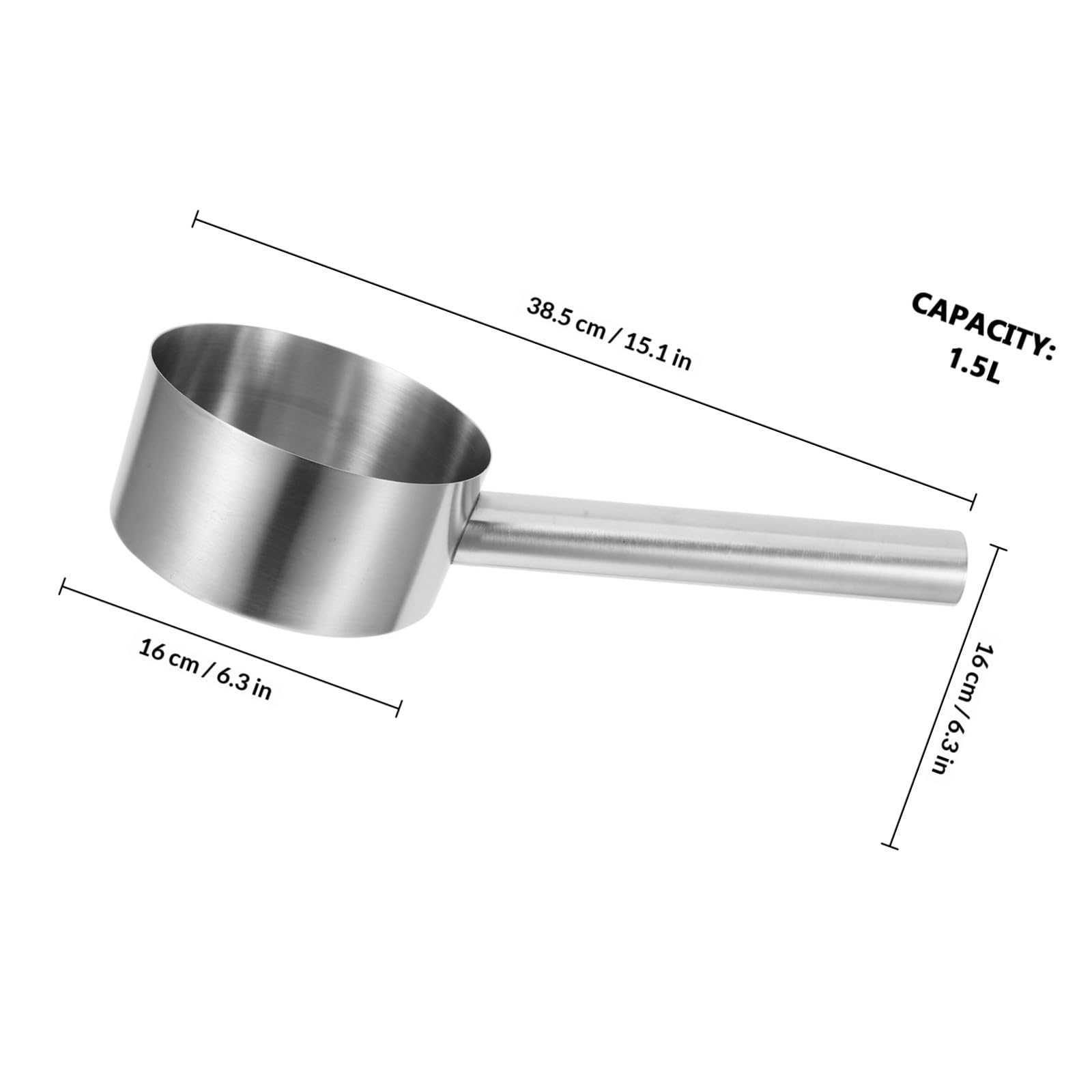 NUOBESTY cucharón de sopa de acero inoxidable con asa ergonómica, capacidad grande, utensilio para lavar cabello y uso en jardín