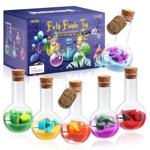 MeCids Badebomben für Kinder - 6er Pack Organische Natürliche Zaubertrank Flaschen Badebomben Kit für Jungen & Mädchen - Geburtstag & Weihnachten