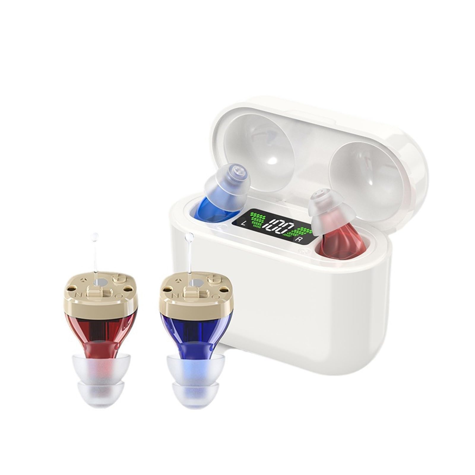 Amplificatore Audio Digitale Mini Ricaricabile - Amplificatore Acustico Digitale per Adulti e Anziani, con Qualità Audio Superiore, Riduzione Intelligente del Suono, Display di Potenza HD, Bianco