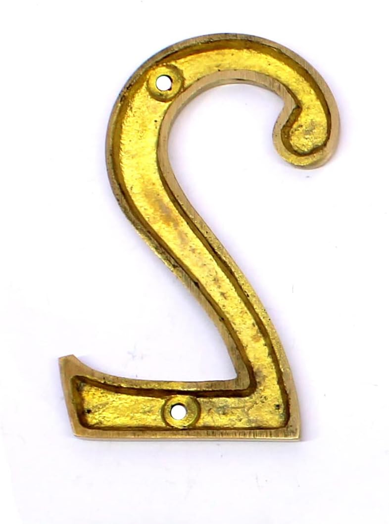 eSplanade 4 Brass House Hotel Door Number Plaque Numeric Numerical Digit 0-9 (2 (Two))