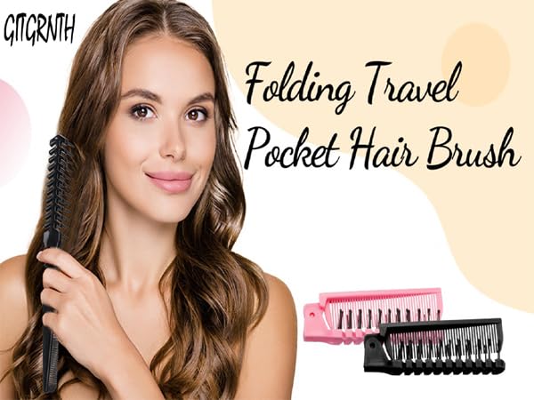 Image of GITGRNTH 4-Piece Black Hair Brush and Comb Set - Detangling Paddle Brush, Round Brush, Fine & Wide Tooth Combs - Styling Kit for All Hair Types, Women, Men & Kids (Foldable Comb 2)