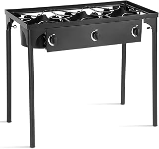 review Outdoor Camp Stove High Pressure Propane Gas Cooker Portable Cast Iron Patio Cooking Burner