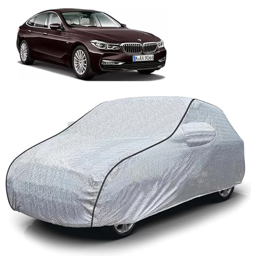 Image of Sulfar 100% Waterproof Car Body Cover Compatible with Mirror for BMW 6 Series (Triple Stitched, Full Bottom Elastic, Magic Silver with Black Piping)