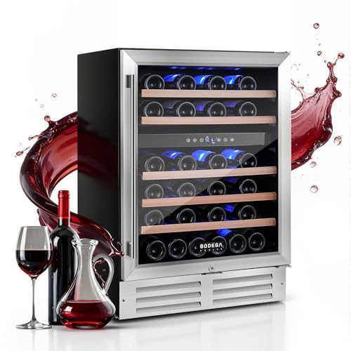 Image of BODEGA 24 Inch Wine Fridge, 46 Bottle, 41-72F, Dual-Zone Temp Control.