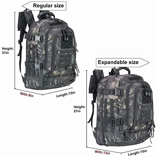 Army Pans Backpack For Men Large Military Backpack Tactical Waterproof Backpack For Work,Camping,Hunting,Hiking(Black-Multicam) #TOP7