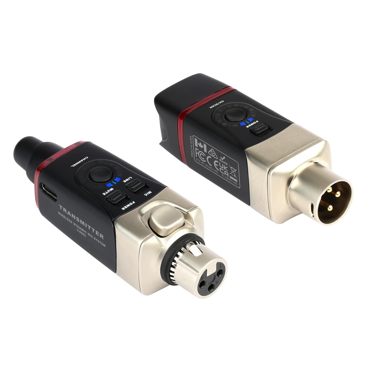 Xvive - U35 DYNAMIC MIC - Sistema wireless digitale per microfono dinamico Trasmettitore e ricevitore XLR wireless a 5,8 GHz, mixer audio, sistema PA, modalità di scansione dei canali