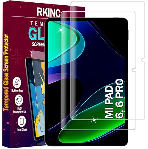 RKINC Protector pantalla [2 Piezas] para Xiaomi Mi Pad 6/Mi Pad 6 Pro (11 pulgadas, Modell 2023), Cristal templado película de vidrio, 9H 0.33 mm [Anti-rasguño][Anti-rotura][Sin burbujas]