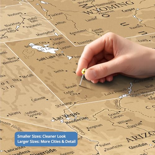 Image of IPIC - Custom Canvas USA Map for Wall Decor, Push Pin Travel Map to Mark Travels, Personalized Artwork with Name, Oversized Pinnalbe Wall Decor for Home, Office, Study or RV