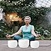 FMTY Perfect pitch(±10hz) Singing Bowl set of 3 7A+9F+11D Crystal Singing Bowl with Carrying Bag, Crystal Mallet, O-Ring Pure Quartz Crystal Sound Bowl (Set of 3, White)