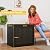 GGYI 31 Gallon Waterproof Outdoor Resin Deck Box with Lockable Lid, Stylish Wicker Pattern, Easy Assembly Features and Convenient Handles For Patio Cushion, and other Patio Furniture (Black)