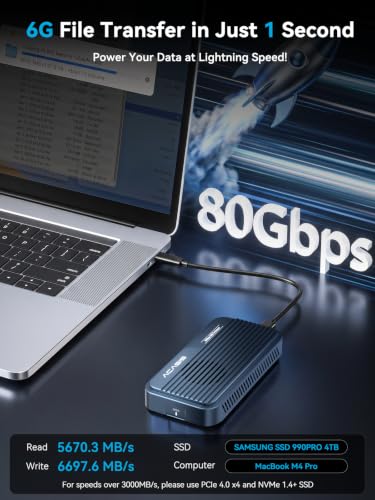 Image of ACASIS 80Gbps M.2 NVMe SSD Enclosure, with Cooling Fan, Compatible with USB4 V2.0, USB4 V1.0, USB3.2 /3.1 /3.0 (TB501 Pro) (Dark Gray)