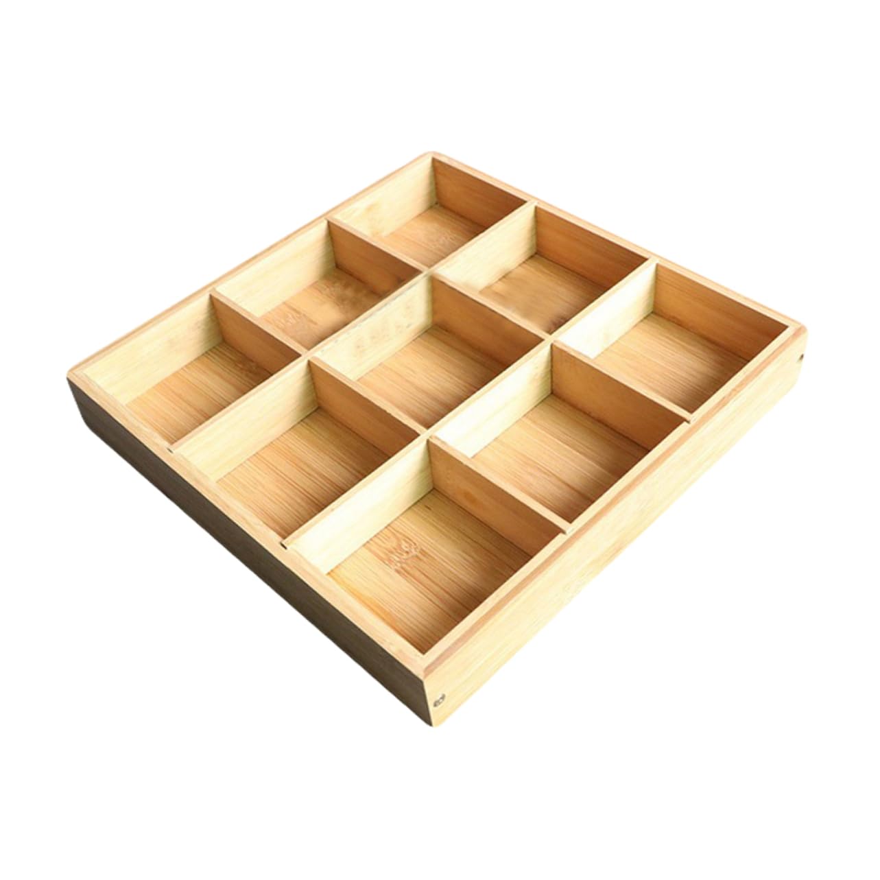 AUTSUPPL Nine-square Grid Dinner Plate Creative Food Storage Case Bamboo Panels Large Capacity for Outdoor Events