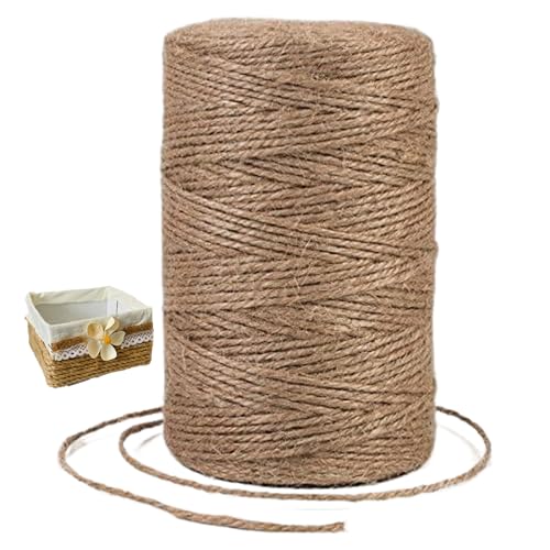 Dorccsi Cuerda de Yute Biodegradable de 2 mm x 200 m, Cuerda de Yute Multiusos práctica para jardín, Manualidades, Envoltura de Regalos, decoración navideña, Cuerda de sisal, Cuerda de Yute