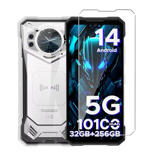 Wanglaism Capa para Doogee S200 1 pack vidro temperado protetor de ecrã, capa ultra fina de TPU para telemóvel Case Cover - Clear