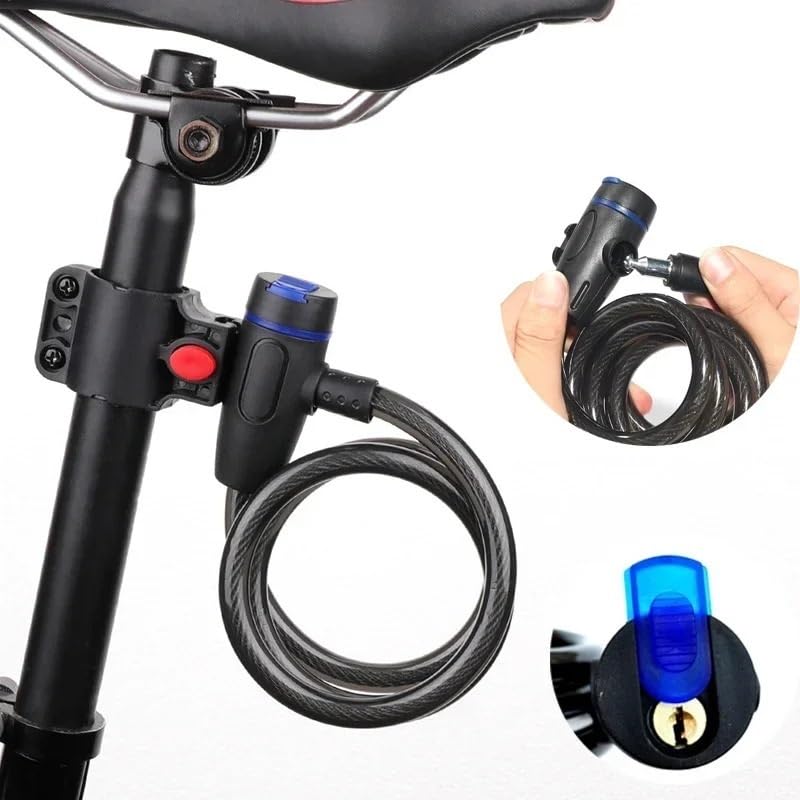Lucchetto antifurto Universale per Bicicletta, Bobina di Cavo in Acciaio Inossidabile per Lucchetto di Sicurezza per Bici MTB per Motocicletta Castle (Colore: Nero) (Blu)