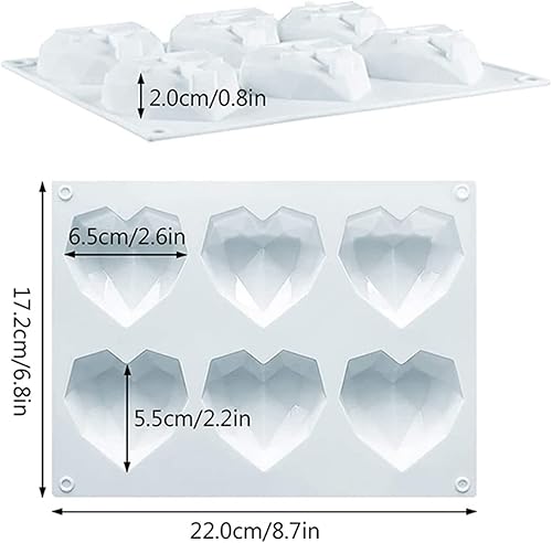 Miniatura 6 de Molde de diamante 3D en forma de corazón para chocolate, moldes antiadherentes para chocolate, martillos de madera, cepillo de silicona para mousse,