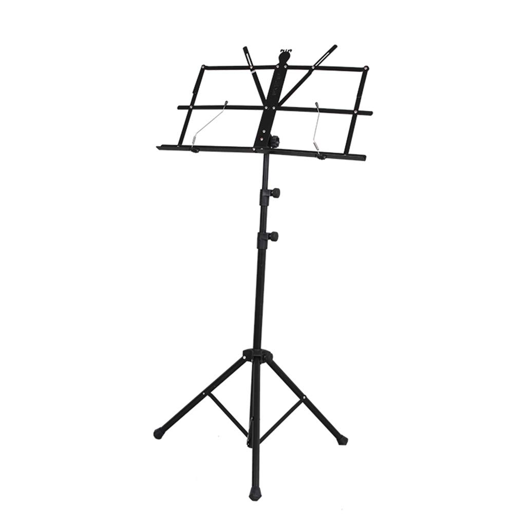 Notenständer, verstellbar, zusammenklappbar, mit Tragetasche, Höhe 60 cm, 180 cm, ideal für Instrumentalaufführungen, Schwarz