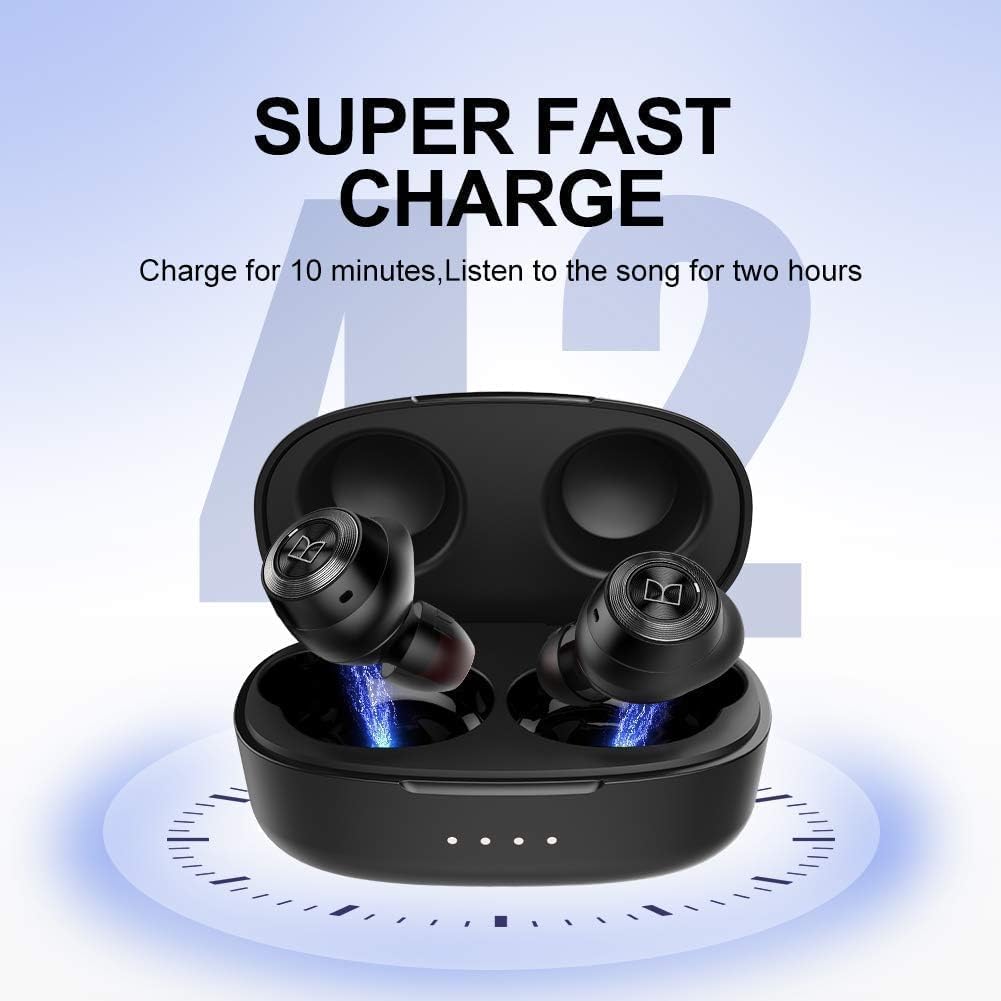 Monster Achieve 100 AirLinks Wireless Earbuds,Super Fast Charge,Bluetooth 5.0 in-Ear Stereo Headphones with USB-C Charging Case,Built-in Mic for Clear Calls,Water Resistant Design for Sports — view 4