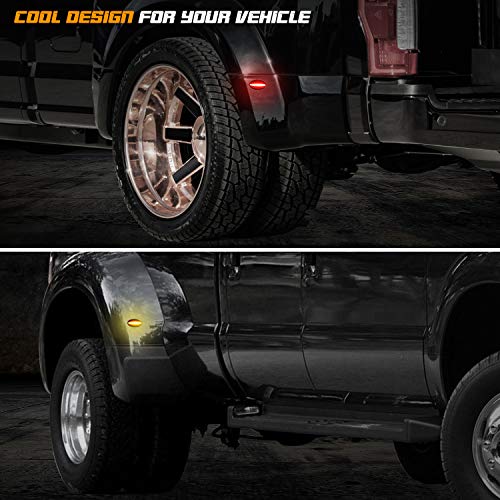 RUXIFEY Sequential Dully Bed LED Side Marker Lights Front Rear Fender Sidemarker Lamps Compatible with 2008-2014 Chevy Silverado GMC Sierra 2500HD 3500HD Smoked, Pack of 2