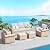 SUNSHINE VALLEY Patio Furniture Set 5 pcs, Wicker Rattan Sofa with 5.5" Thick Waterproof Cushions, 2 Chairs and Ottomans, All Weather Outdoor Conversation Set for Backyard Deck, 7 Seats Beige