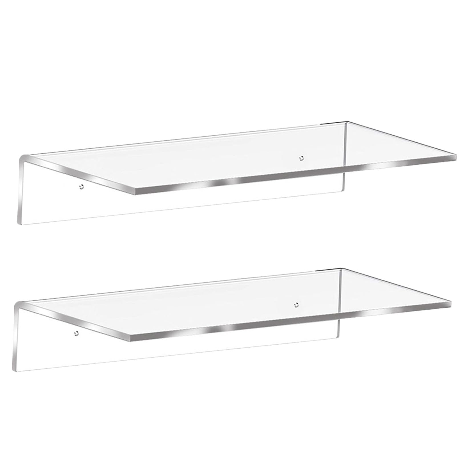 Estantería flotante de pared invisible de acrílico duradero, juego de 2 baldas transparentes