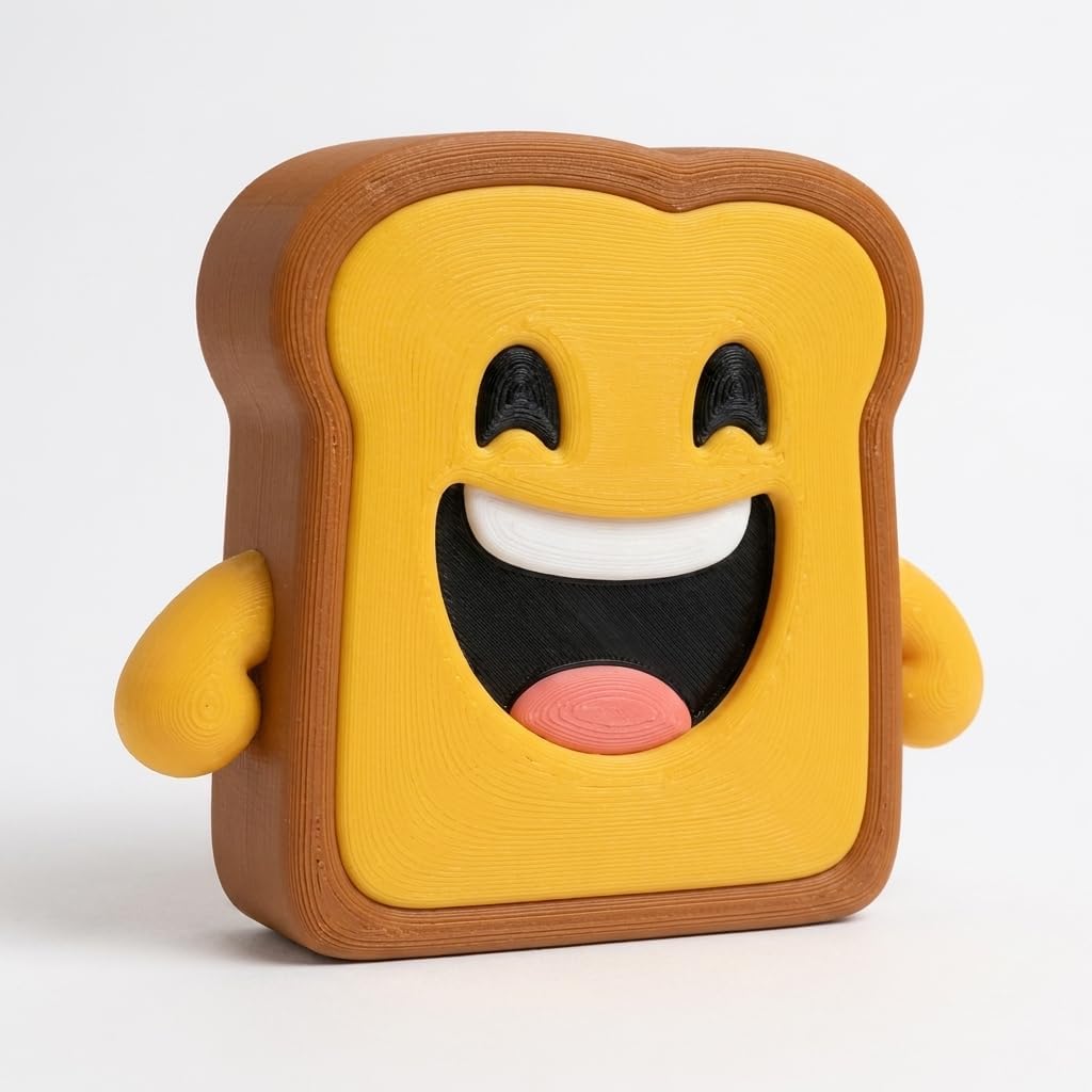Laughing Toast Collectible Figurine - Unique Desk Decor for Adults – 3D Printed in Canada