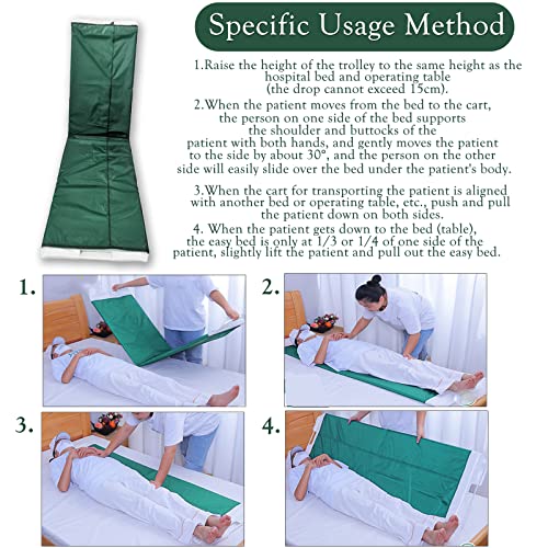 Rolling Patient Transfer Board, Easy Go Roller Patient Transporter Slide Sheet Assist Device for Transferring Patient from Bed to Bed or Operationg Table, Foldable, 67\" 19.7\" (Green) - Thumbnail 3