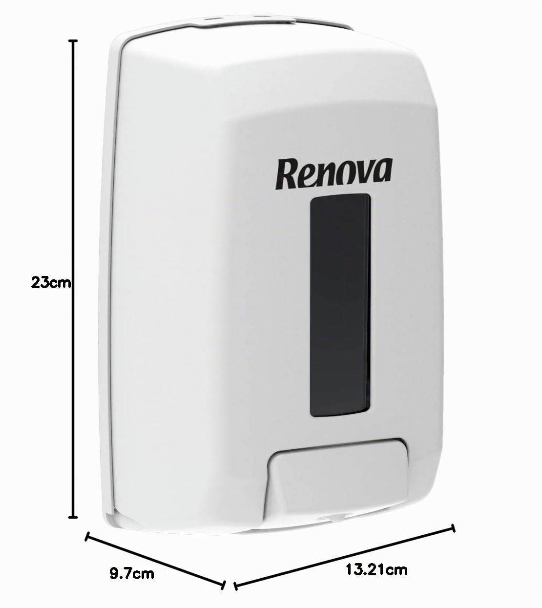 RENOVA Dispensador de Jabón ABS, 1.000 ml, Bomba Dosificadora, Blanco | Jabonera ABS anti-choque, color blanco, 1.000 ml, bomba dosificadora, fijación vertical, fácil recarga