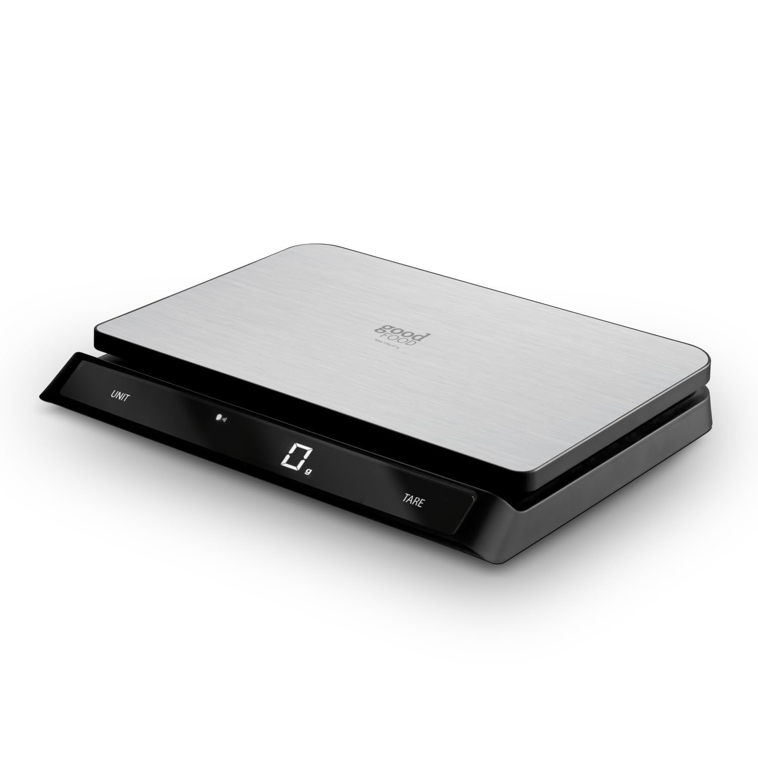 GF876009 Good Food en asociación con Tower Báscula de cocina digital Intelli, control de voz, pantalla LED, recargable por USB, capacidad de 15 kg, negro y acero inoxidable, 19.45