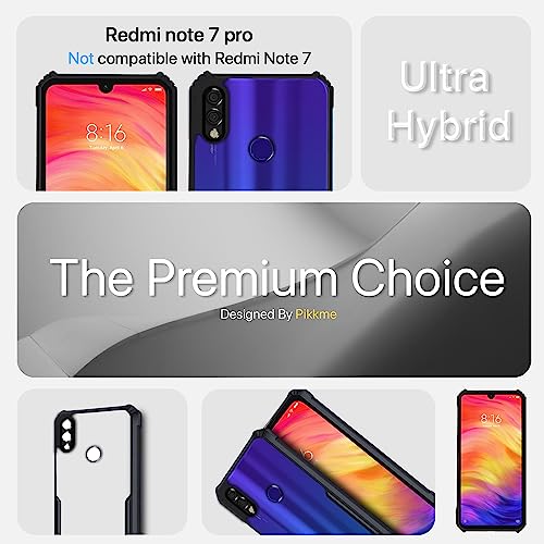Image of Pikkme Mi Redmi Note 7 / Note 7 Pro /Note 7S Back Cover | Transparent Back | Hyrbid | Camera Protection | Raised Edge | Bumper Back Case for Mi Redmi Note 7 / Note 7 Pro /Note 7S (Plastic, Black)