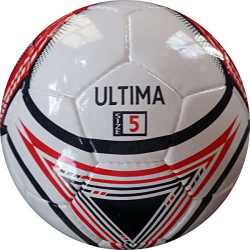 5 Soccer Ball - Hand Stitched Size 5 - Match Level - Synthetic Pu Leather - Ultima Soccer Ball Red Black #TOP1