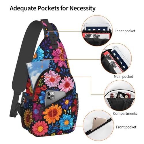 Bolso cruzado con flores coloridas para mujeres y hombres miniatura 4