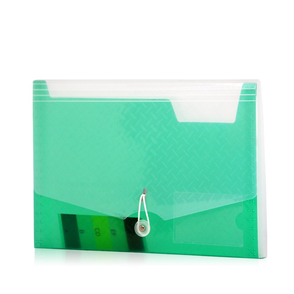 Lightahead LA-7558 Expanding File Folder with 6 Pockets Available in Colors Blue, Pink, Green (Green)