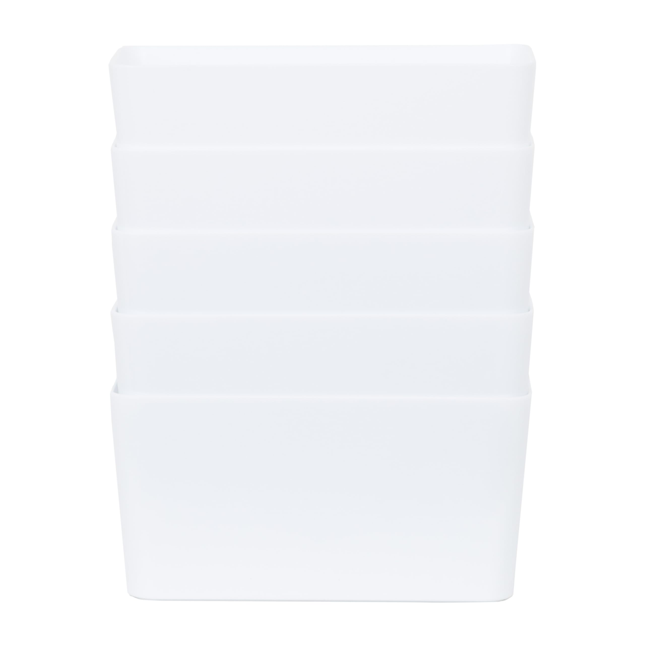 B&Q -  5X Plastic Studio Basket 6.01 Rectangular Home & Office Storage Basket20 X 10 X 10Cm1.4L (Ice White)