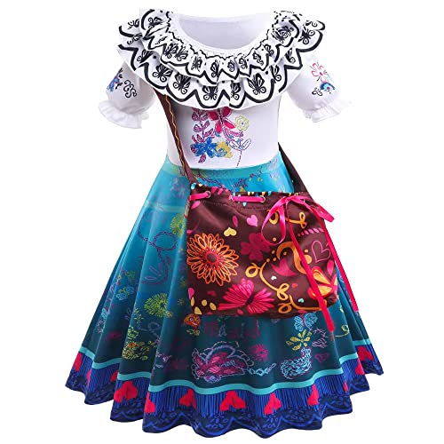 Atorcher Encanto Mirabel Costume Dress For Girls Princess Costume Set Dress Up for Kids (11-12 Years)