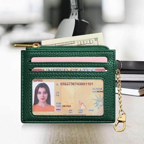 Image of SEAVILIA Card Holder Keychain Wallet for Women with ID Window RFID Coin Purse Bee Gifts Slim Minimalist Small Wallet