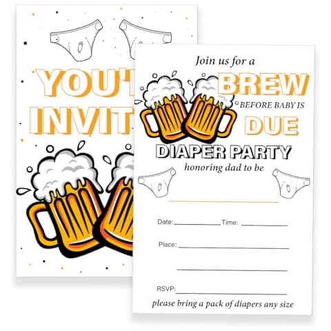 LyoGao 20 Pack Diaper Baby Shower Party Invitations with Envelopes Brewing Baby Shower Fill in Invites Card for Gender Neutral Reveal Party Cover