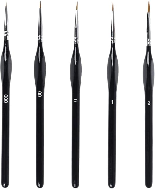 Detail Paint Brush Set , 5 Pcs Miniature Brushes for Fine Detailing , Art Painting , Acrylic Watercolor , Oil Painting
