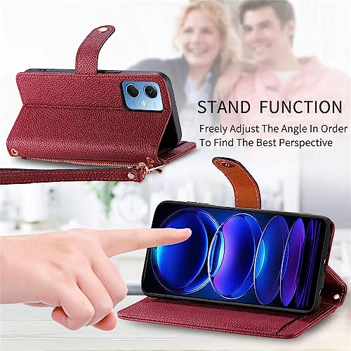 AZIMJOOD Capa carteira para Motorola Moto Edge 30 Fusion couro PU lichia estampa amor bolsa de zíper