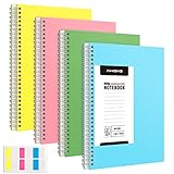 AHGXG Spiral Notebook College Ruled - 4 Pack Journals for Writing, B5 Large Spiral Notebook with Dividers 7.6' x 10', 100GSM Thick Paper, Plastic Hardcover 160 Pages Journal for Women Work School Supplies