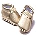 Romirus Infant Baby Moccasins Soft Sole Anti-Slip Tassels Prewalker Toddler Shoes (M: 6-12 months, Golden)