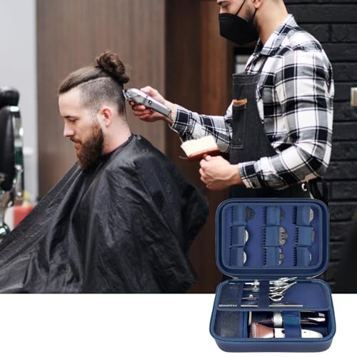 Boobowl Haarschneider Zubehör Tasche für Clipper und Zubehör, Men Hair Trimmer Box, Portable Clipper Aufbewahrungshalter für Haarschneiden, Guard Grooming Kit und Barbers Set (Nur Box) - (Blau)