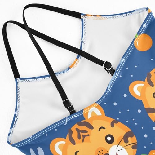 Girls Swimsuit Cute Happy Tiger Face One Piece Swimwear4