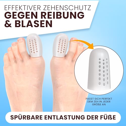 FERSENFREUND© Zehenschutz 14er Gross - NEUHEIT 2026 - Premium Zehenkappen Zehenpolster Zehenschutzkappe Zehen Polster Zehenpflaster Anti Blasen Schutz Zehenschoner Silikon