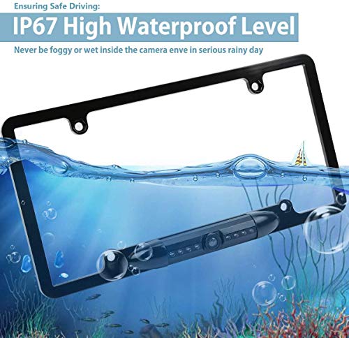 Image of License Plate Backup Camera, Rear View Camera 150 Viewing Angle Car License Plate Frame Mount Camera IP67 Waterproof 8 LED Light Night visaion for Universal Cars, SUV, Trucks